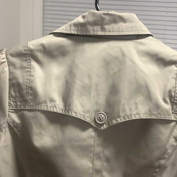 XSIDE OUTERWEAR Trench Coat Jacket Dress Cream Ivory Coat Double Breasted - Picture 9 of 11